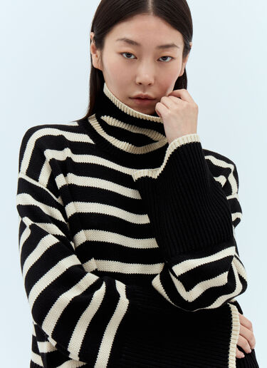 TOTEME Signature Stripe Roll Neck Sweater Black tot0251007