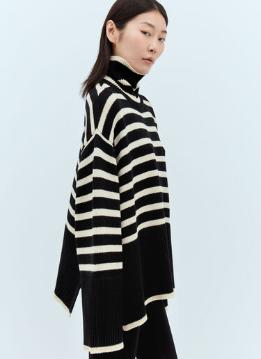 TOTEME Signature Stripe Roll Neck Sweater Black tot0251007