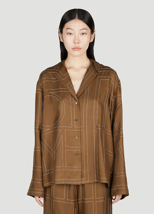 TOTEME Monogram Silk Pyjama Top Brown tot0253027