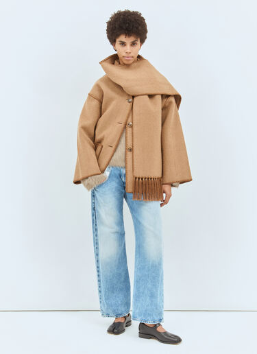 TOTEME Embroidered Scarf Jacket Camel tot0258008