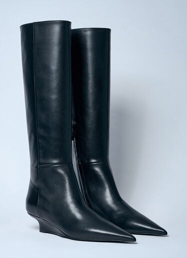 Sharp Knee-High Leather Boots TOTEME Sharp Knee-High Leather Boots Black tot0259035