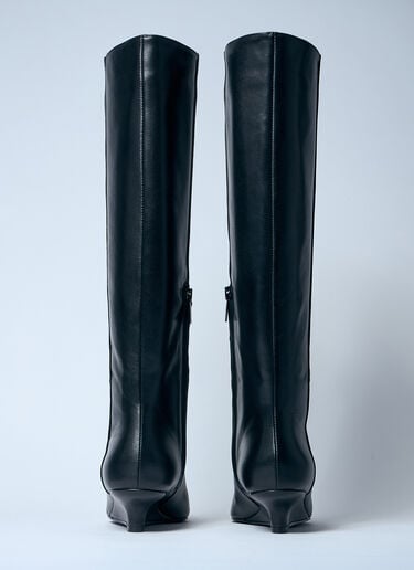 Sharp Knee-High Leather Boots TOTEME Sharp Knee-High Leather Boots Black tot0259035