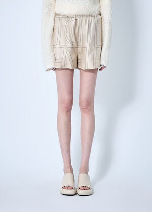 TOTEME Monogram Silk Shorts Beige tot0260003