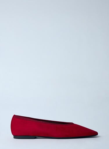 TOTEME Minimalist Suede Ballerina Flats Red tot0260019