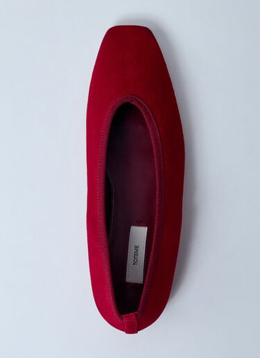 TOTEME Minimalist Suede Ballerina Flats Red tot0260019