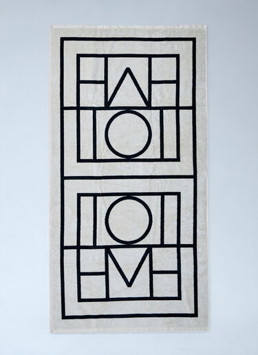 TOTEME Monogram Beach Towel Black tot0261008