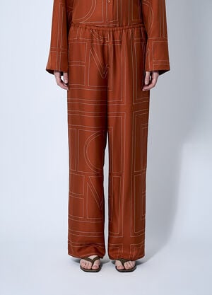 TOTEME Monogram Silk Pants Orange tot0261019