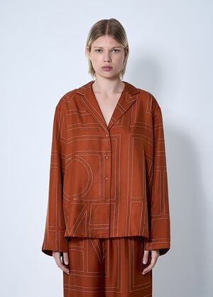 TOTEME Monogram Silk Shirt Orange tot0261020