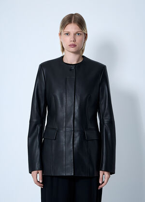 TOTEME Collarless Leather Jacket Black tot0261041