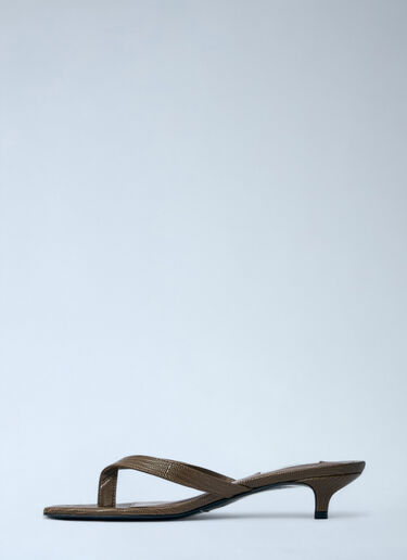 TOTEME Lizard-Embossed Flip Flops Olive tot0261055