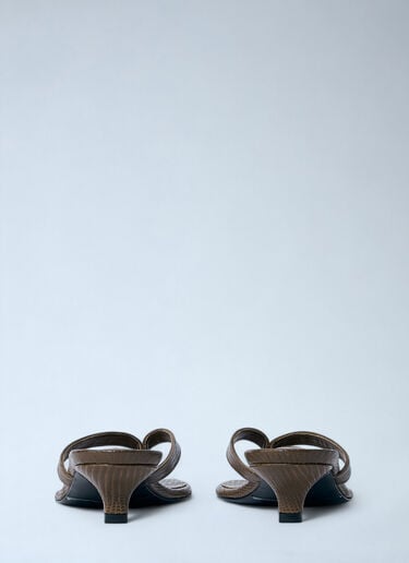 TOTEME Lizard-Embossed Flip Flops Olive tot0261055