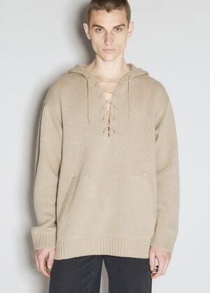 UNDERCOVER Lace-Up Hooded Sweater Beige und0154004
