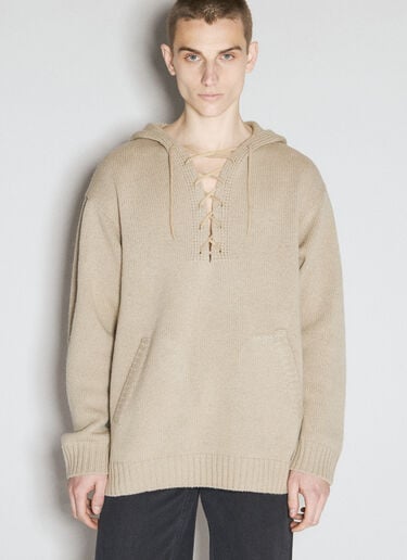 Lace-Up Hooded Sweater UNDERCOVER Lace-Up Hooded Sweater Beige und0154004