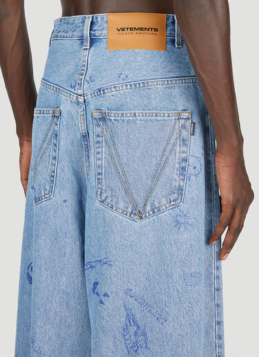 Vetements Scribbled Baggy Jeans Light Blue vet0154008
