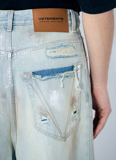 Vetements Trashed Baggy Jeans Light Blue vet0160003