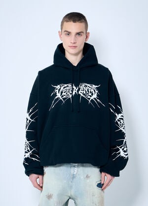 Vetements デスメタル クロップ フード付きスウェットシャツ ブラック vet0160004