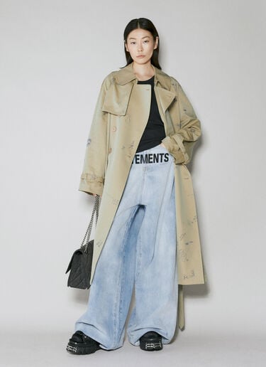 Scribbled Trench Coat VETEMENTS Scribbled Trench Coat Beige vet0254003