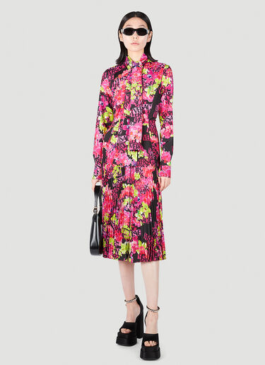 Versace 花卉徽标中长连衣裙 粉色 vrs0251013