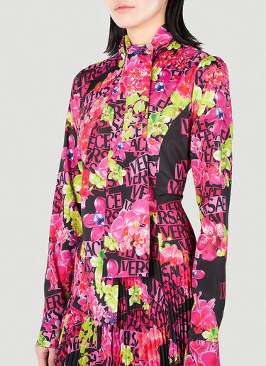Versace 花卉徽标中长连衣裙 粉色 vrs0251013