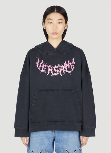 Versace Logo Print Hooded Sweatshirt Black vrs0252001