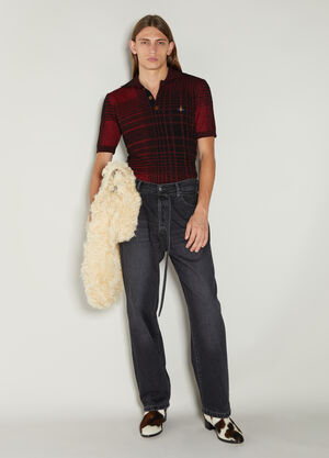 Vivienne Westwood Check Knit Polo Shirt Black vvw0153010
