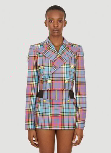 Vivienne Westwood Cut Off Check Blazer Blue vvw0251003
