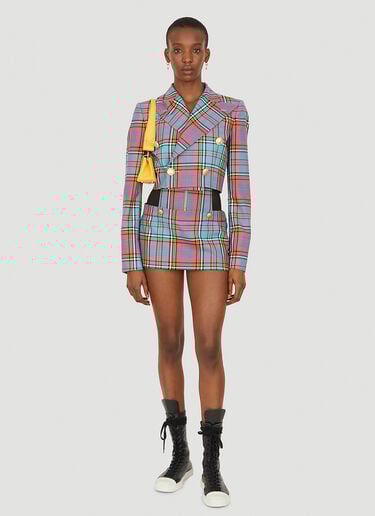 Vivienne Westwood Cut Off Check Blazer Blue vvw0251003