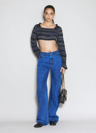 Vivienne Westwood 베드락 크롭 니트 탑  블루 vvw0255033