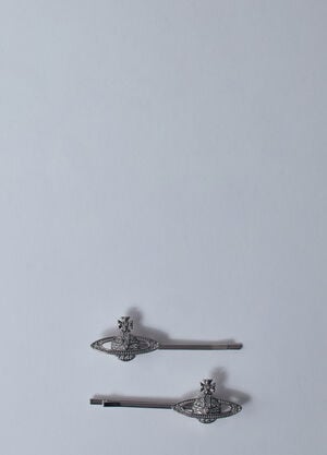 Vivienne Westwood Mini Bas Relief Bobby Pin Silver vvw0260044