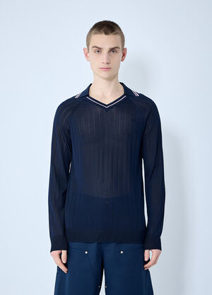 Wales Bonner Roots Polo Shirt Blue wbn0160003