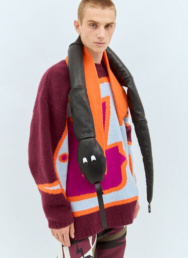 Walter Van Beirendonck 蛇纹皮斜挎包 黑色 wlt0158031