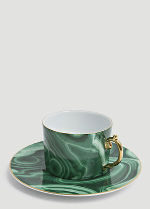 L'Objet Malachite Teacup and Saucer Set Green wps0642299