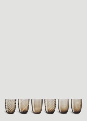 NasonMoretti Set of Six Idra Water Glass Brown wps0644540