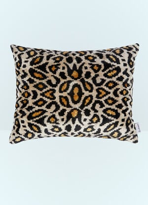 Les Ottomans Leopard Print Velvet Cushion Beige wps0691105