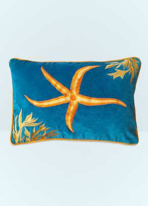 Les Ottomans Starfish Embroidered Cushion Blue wps0691226