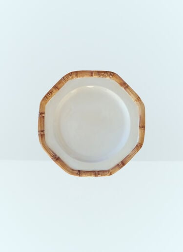 Les-Ottomans Set Of Four Bamboo Dinner Plates White wps0691388