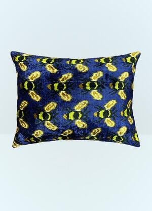 Les-Ottomans Bees Velvet Cushion Blue wps0691526