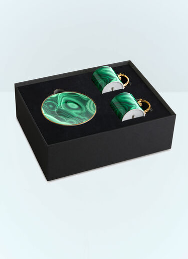 Set Of Two Malachite Espresso Cups And Saucers L'Objet Set Of Two Malachite Espresso Cups And Saucers Green wps0691615
