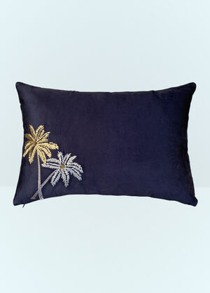 Les-Ottomans Palms Velvet Cushion Black wps0691639