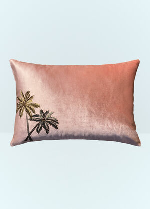 Les-Ottomans Palms Velvet Cushion Pink wps0691640