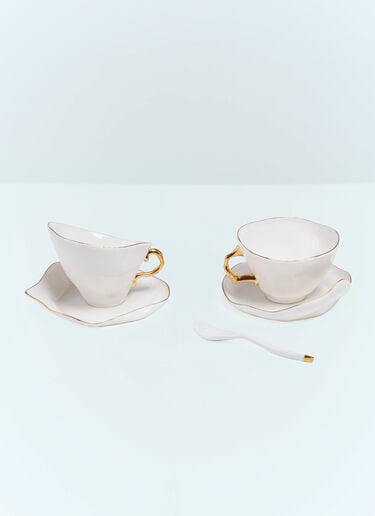 Seletti Meltdown Teacup, Saucer And Spoon Set White wps0691651