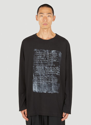 Yohji Yamamoto 图案印花长袖T恤 黑 yoy0150011