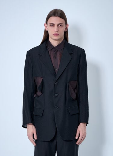 Yohji Yamamoto 挖剪单排扣西装外套  黑色 yoy0160004