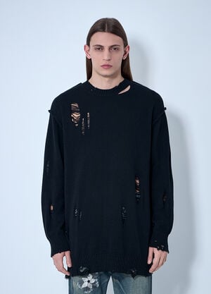 Yohji Yamamoto Distressed Knit Sweater Black yoy0160007