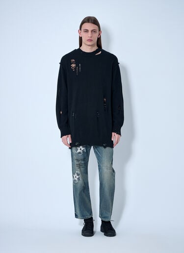 Yohji Yamamoto Distressed Knit Sweater Black yoy0160007