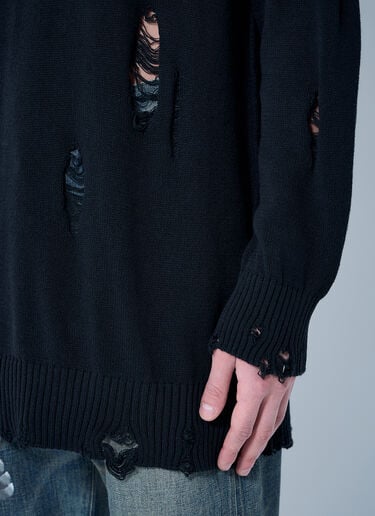 Yohji Yamamoto Distressed Knit Sweater Black yoy0160007