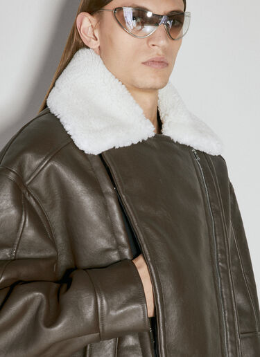 Hook And Eye Synthetic Leather Jacket Y/Project Hook And Eye Synthetic Leather Jacket Brown ypr0153004
