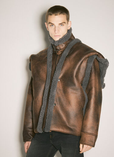 Snap-Off Hood-Panel Aviator Jacket Y/Project Snap-Off Hood-Panel Aviator Jacket Brown ypr0158002