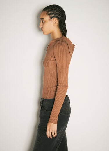 Pinched Shoulder Rib Sweater Y/Project Pinched Shoulder Rib Sweater Brown ypr0258004