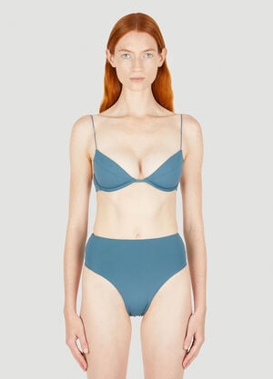 Ziah Fine Strap Almond Bikini Top Blue zia0249004